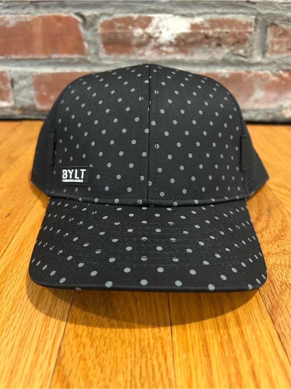 BYLT Basics Pursuit Black Polka Dot SnapBack Baseball Cap Hat NEW